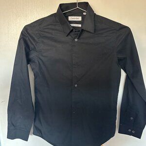 Kids Black Calvin Klein Dress Shirt- Slim Fit